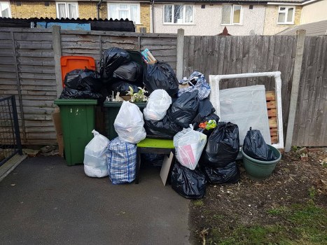 Construction site with organized builders waste removal