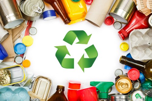 Recycling bins for different demolition materials