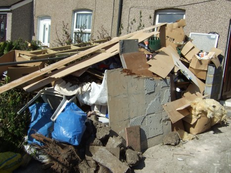 Various types of construction waste materials